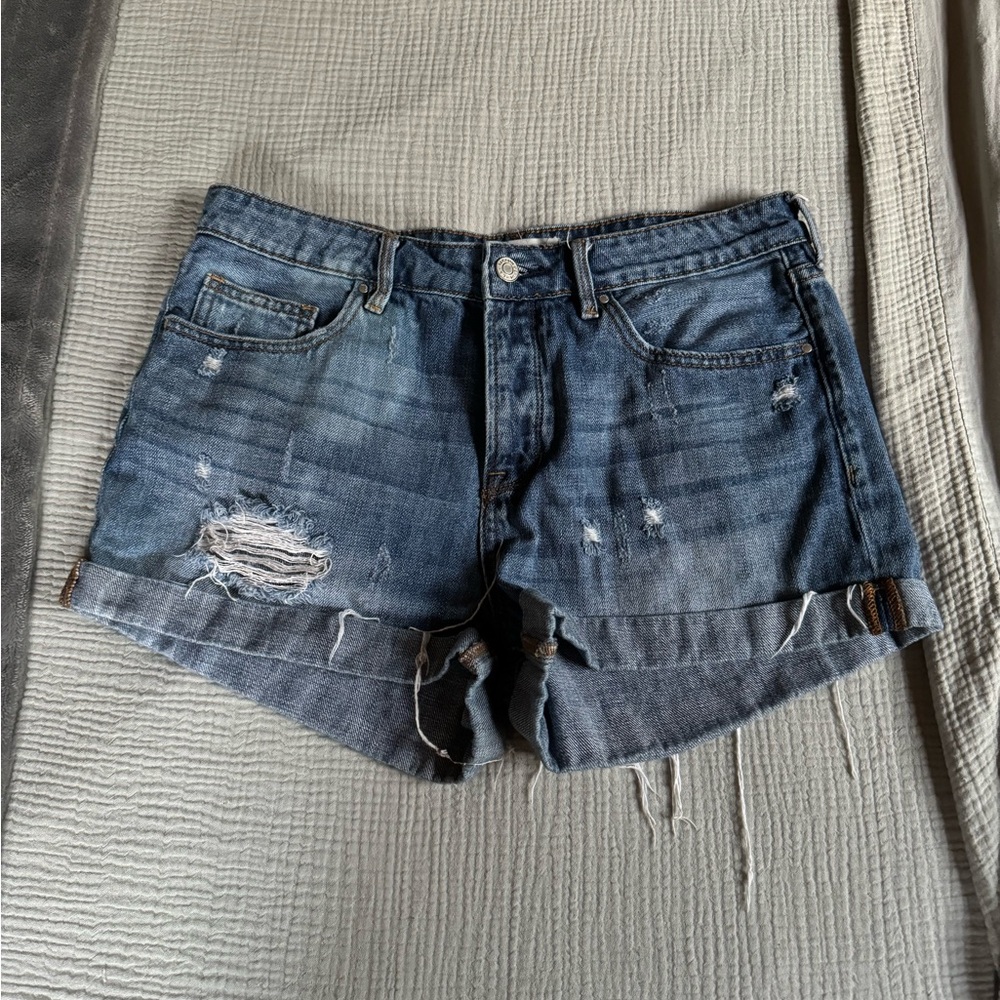 PacSun Blue Jean Shorts Distressed Cuffed Hem